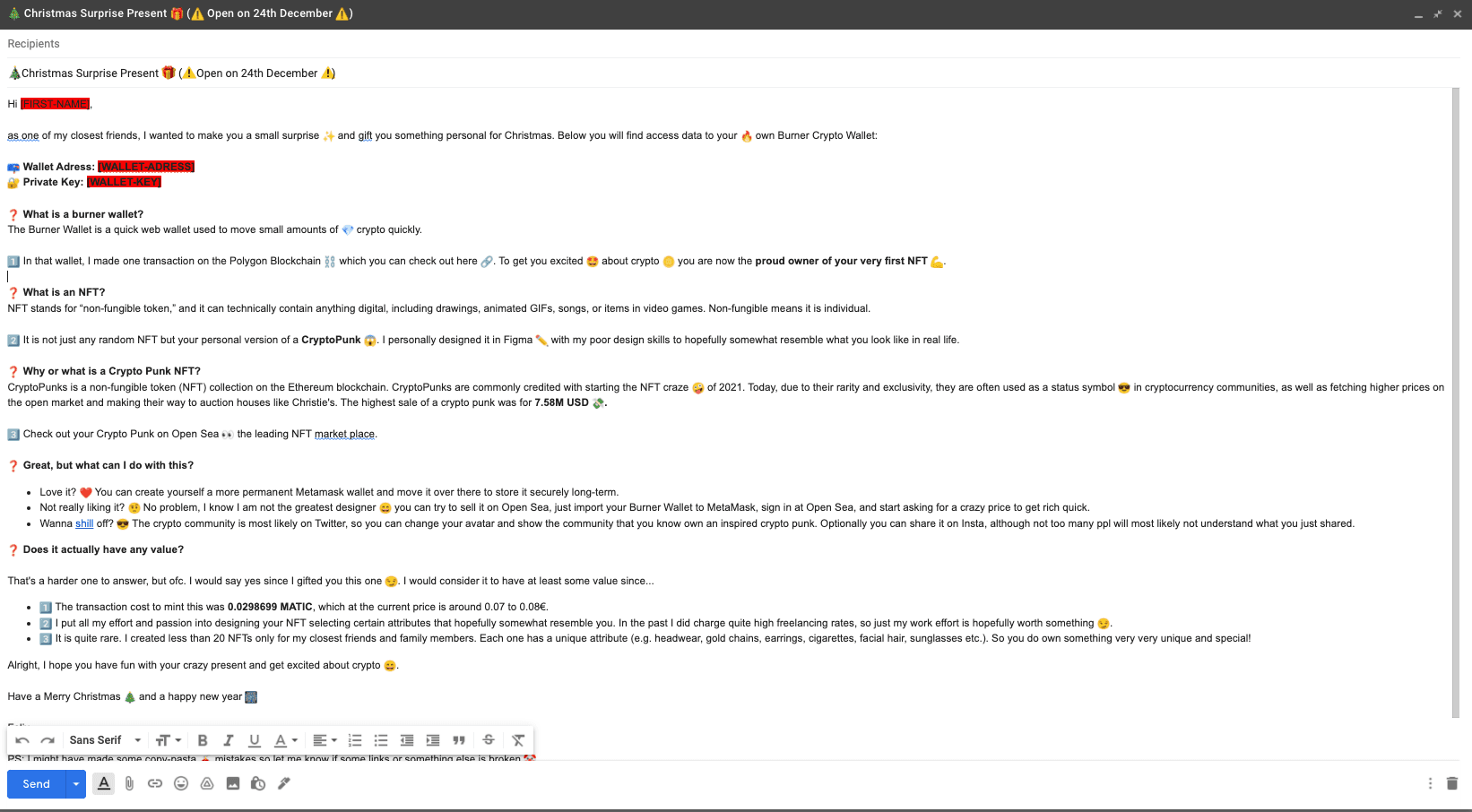 Email Template for NFT Airdrop.